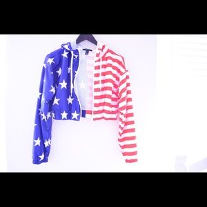 US flag print windbreaker